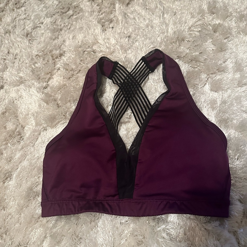 Victoria’s Secret Burgundy Purple with black detailing Sports Bra size small
